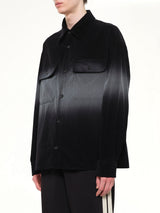 Faded Effect Classic Logo Loose Overshirt in Black/Off White