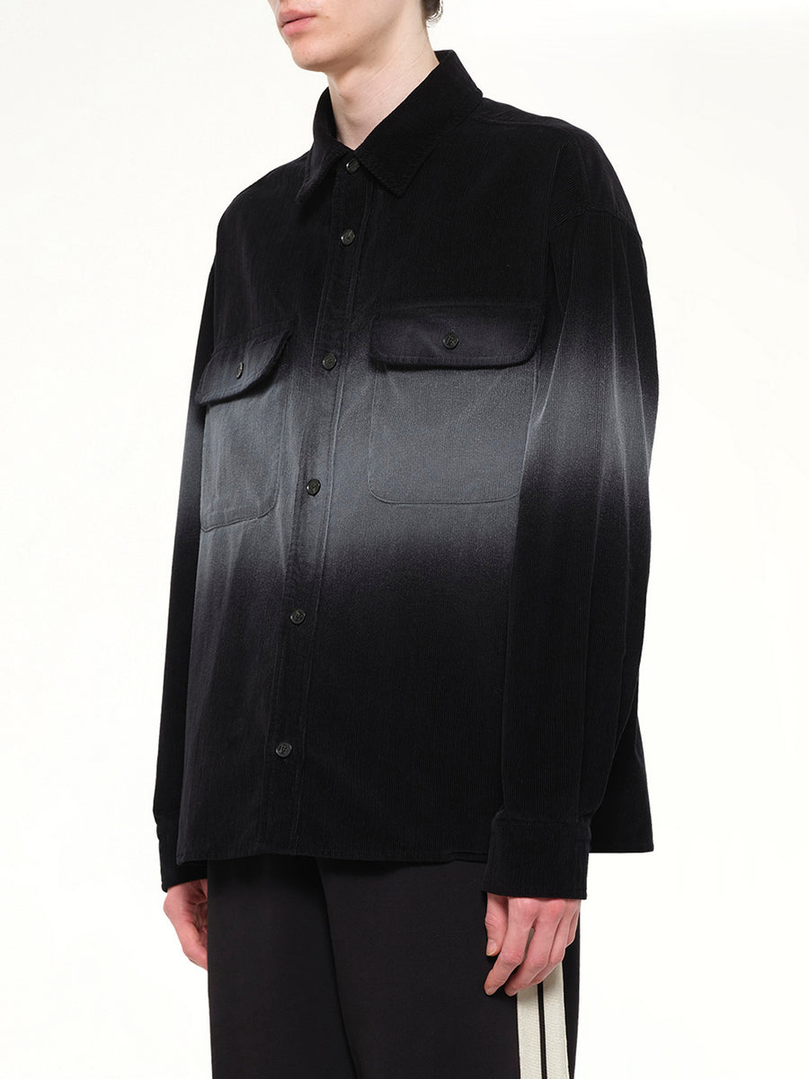 Faded Effect Classic Logo Loose Overshirt in Black/Off White