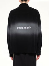 Faded Effect Classic Logo Loose Overshirt in Black/Off White