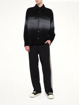 Faded Effect Classic Logo Loose Overshirt in Black/Off White