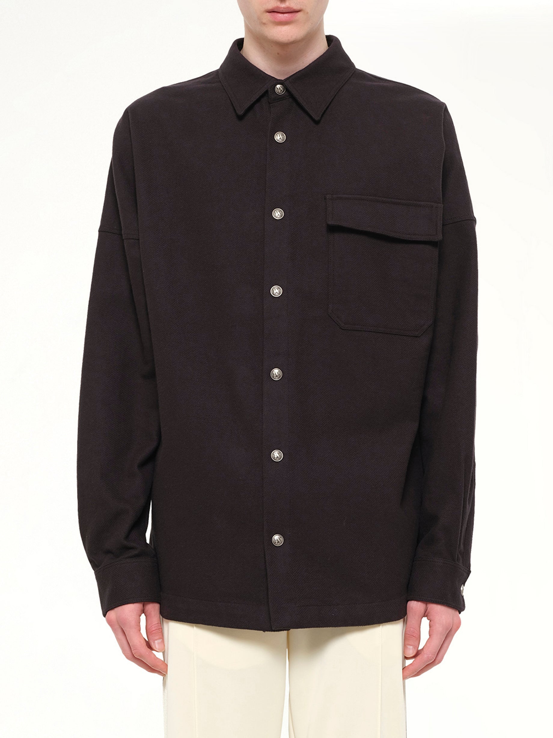 Logo Loose Overshirt in Black Tofu