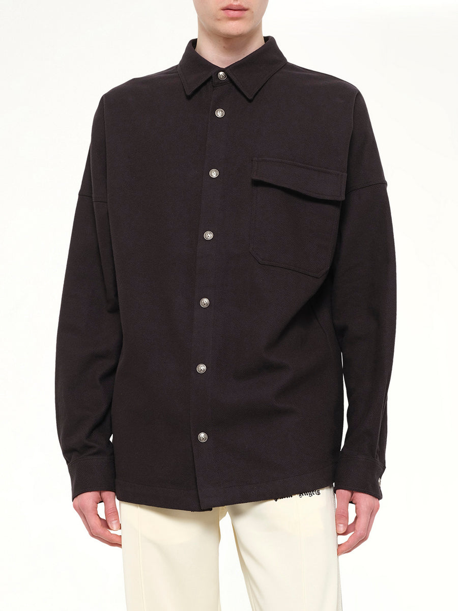 Logo Loose Overshirt in Black Tofu