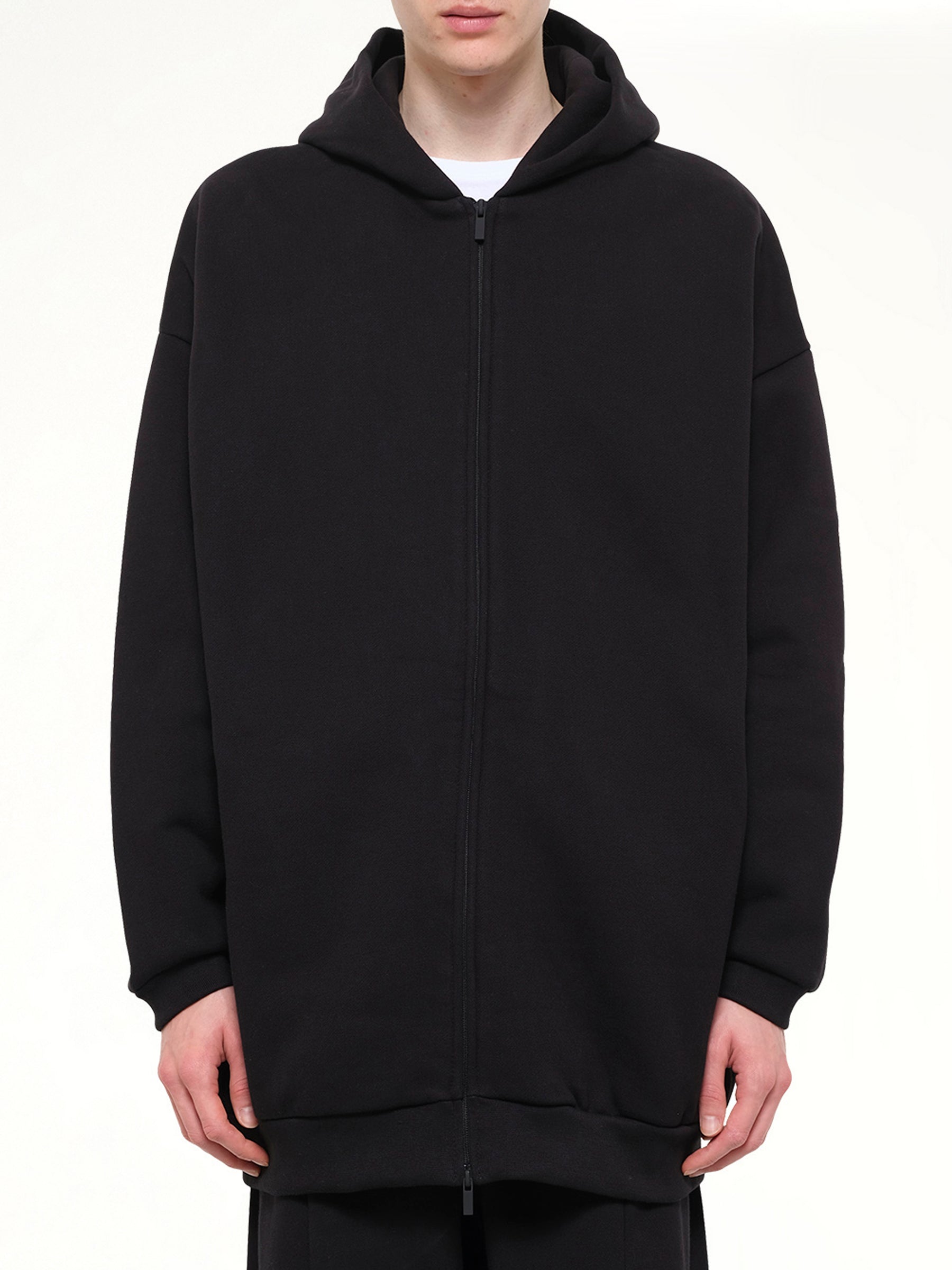 Property Lounge Long Zip Hoodie in Black