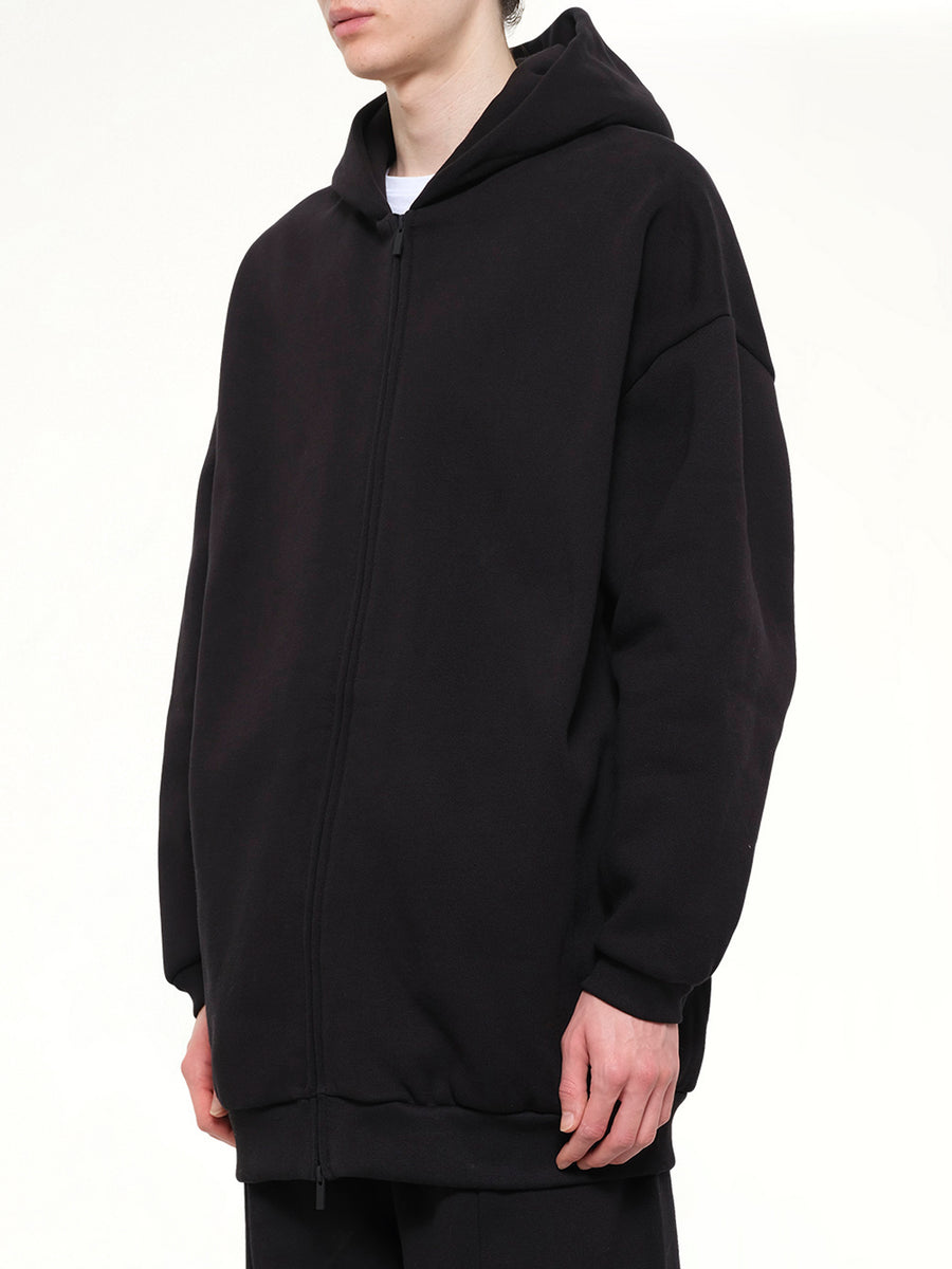 Property Lounge Long Zip Hoodie in Black