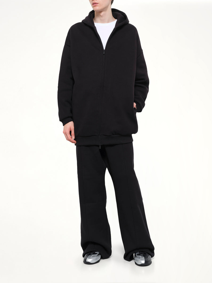 Property Lounge Long Zip Hoodie in Black