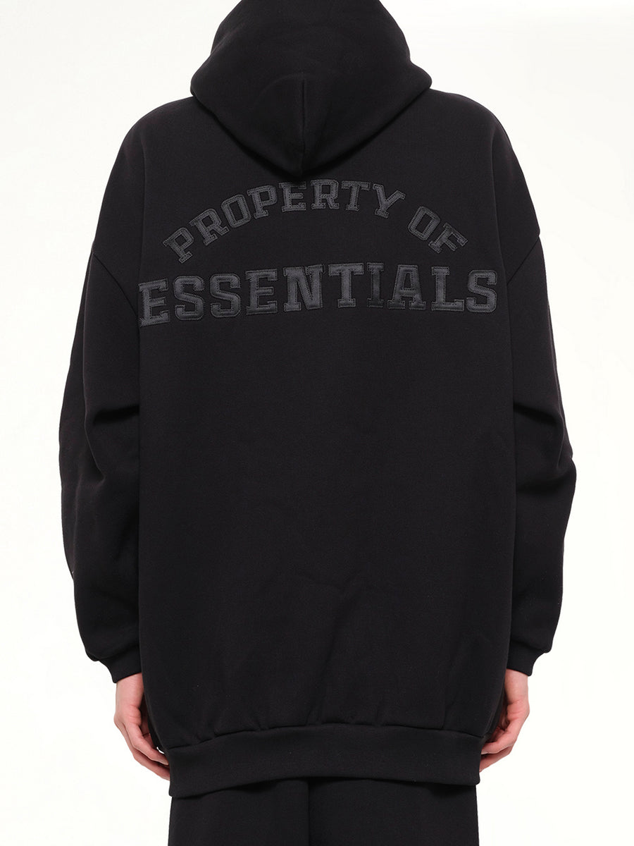 Property Lounge Long Zip Hoodie in Black