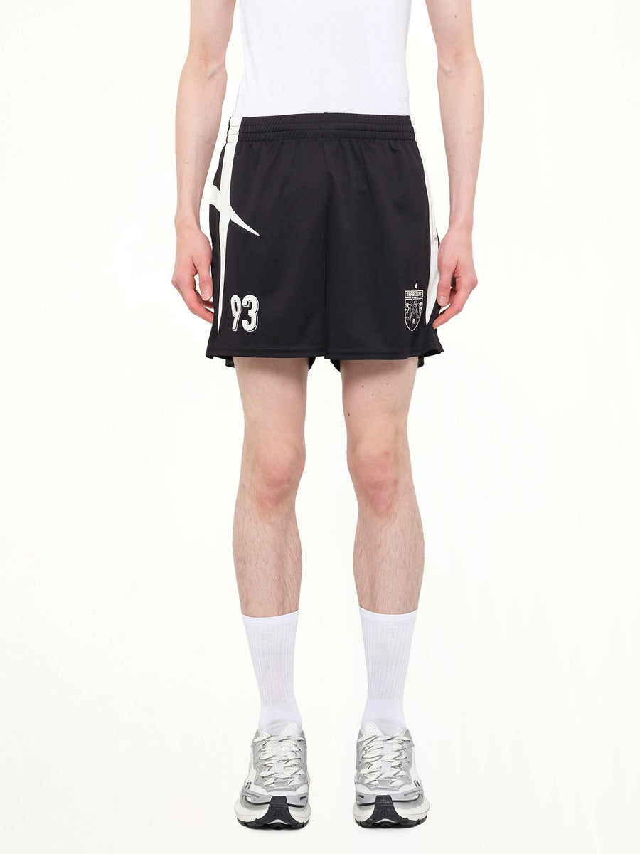 Star Foorball Panelled Shorts in Jet Black