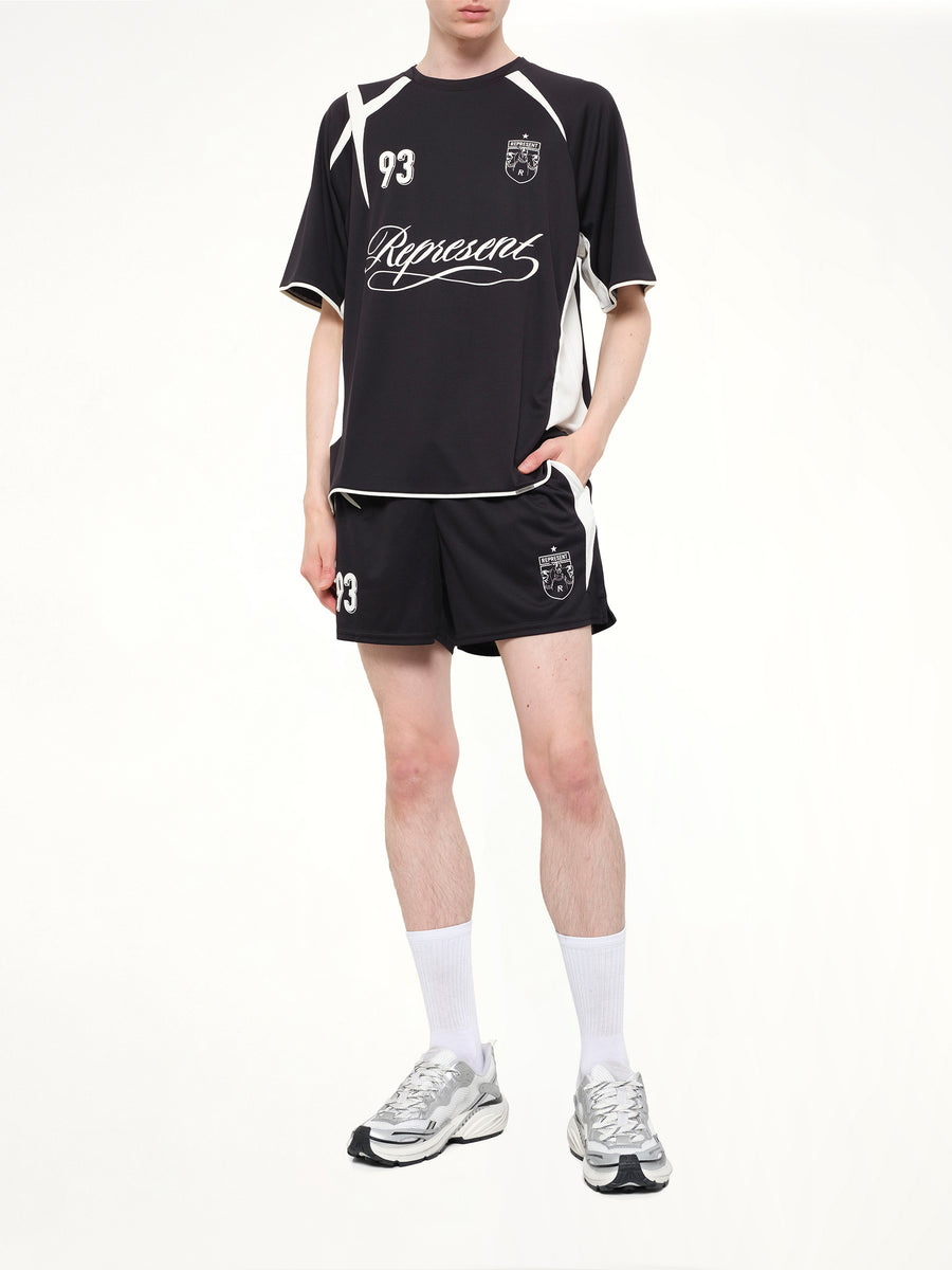 Star Foorball Panelled Shorts in Jet Black