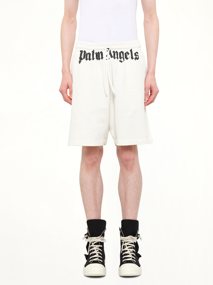 Waist Logo Sweatshorts in Off White/Black