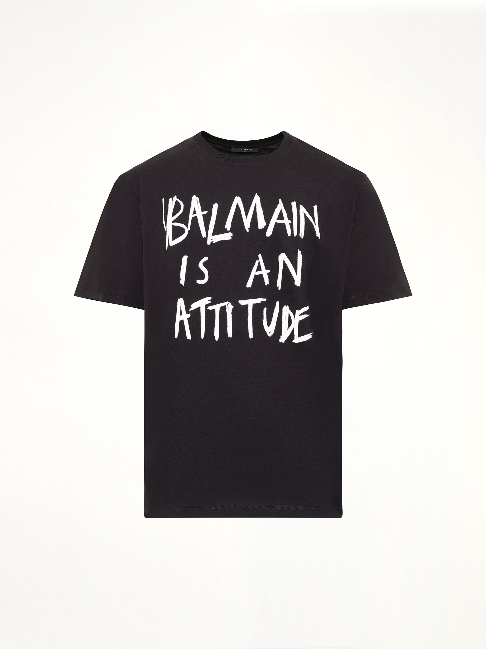 블랙/화이트 Balmain 애티튜드 티셔츠 벌키 핏