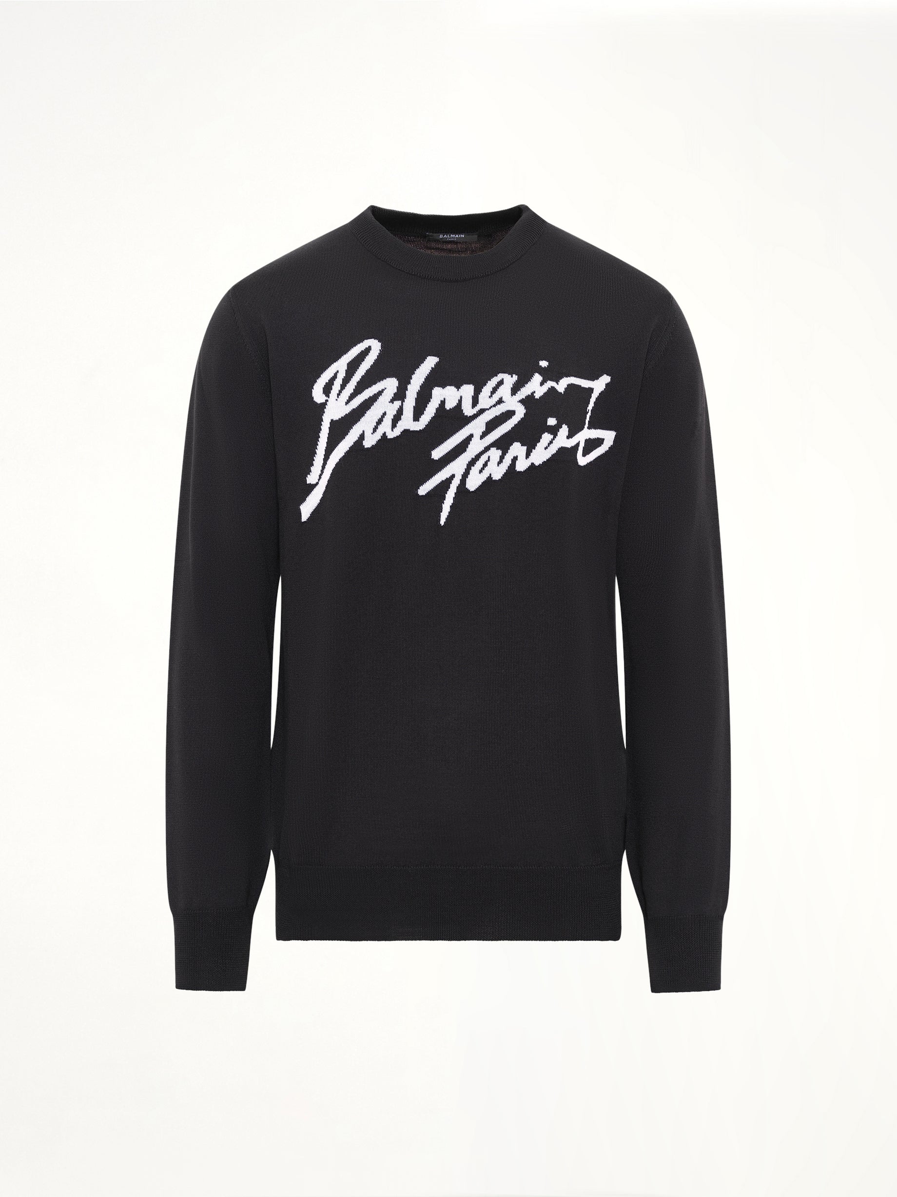 블랙/화이트 Balmain Paris 메리노 울 스웨터