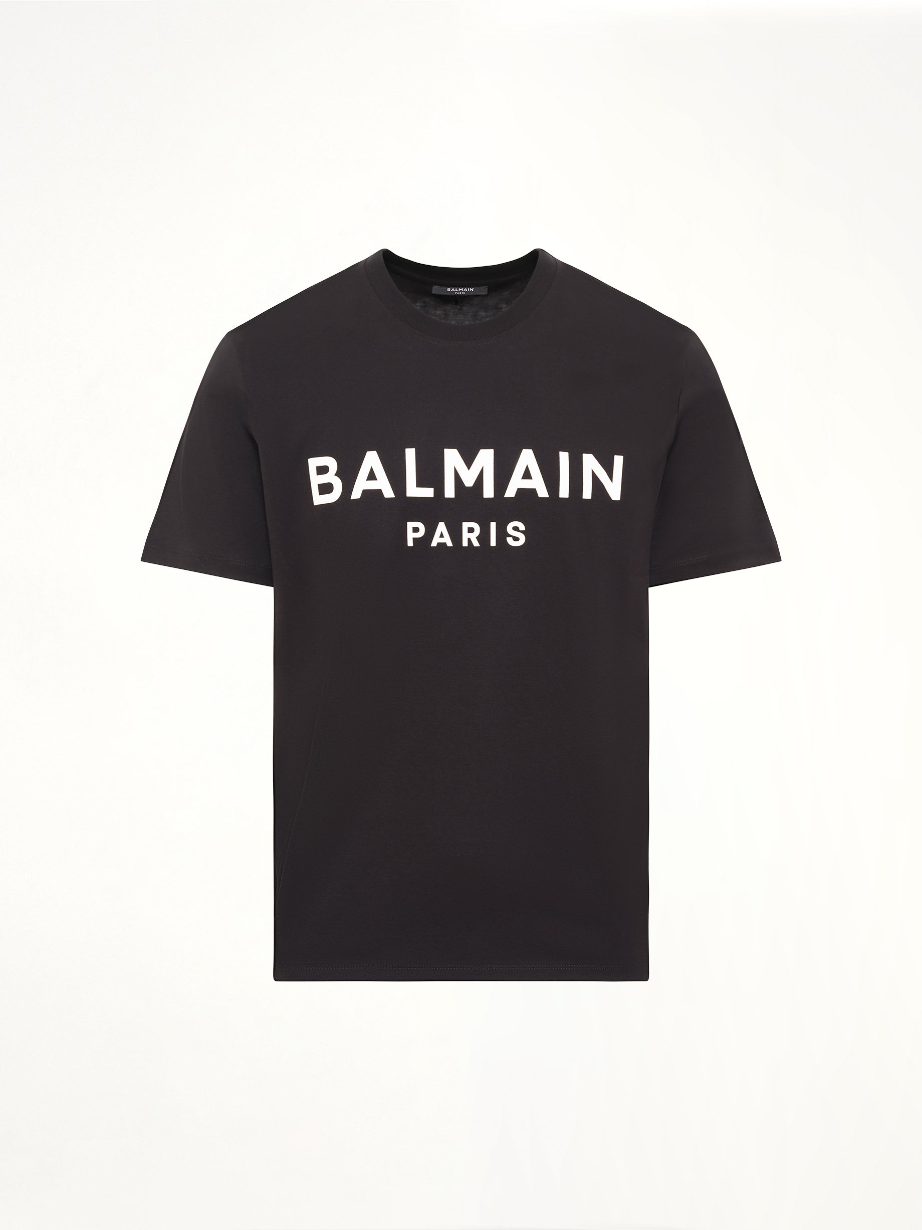 블랙/화이트 Balmain 프린트 티셔츠 레귤러 핏