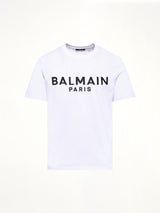 화이트/블랙 Balmain 프린트 티셔츠 레귤러 핏