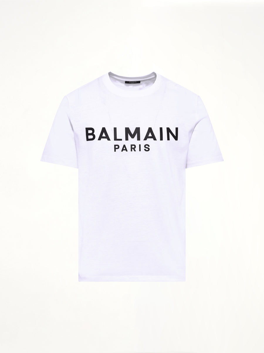 Balmain Print T-Shirt Reg Fit in White/Black