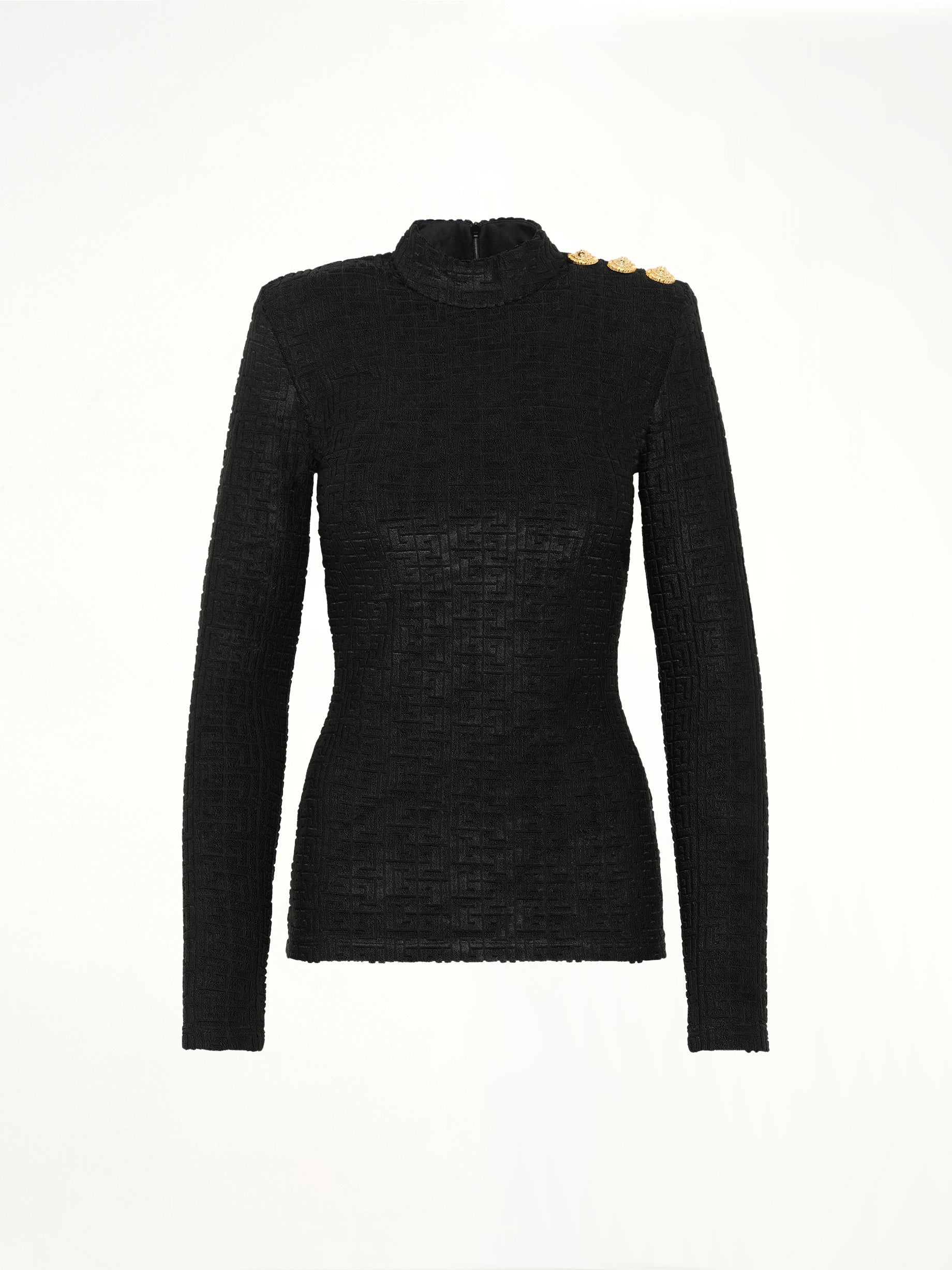 LS Bouclette Monogram Top in Black