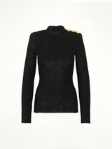 LS Bouclette Monogram Top in Black