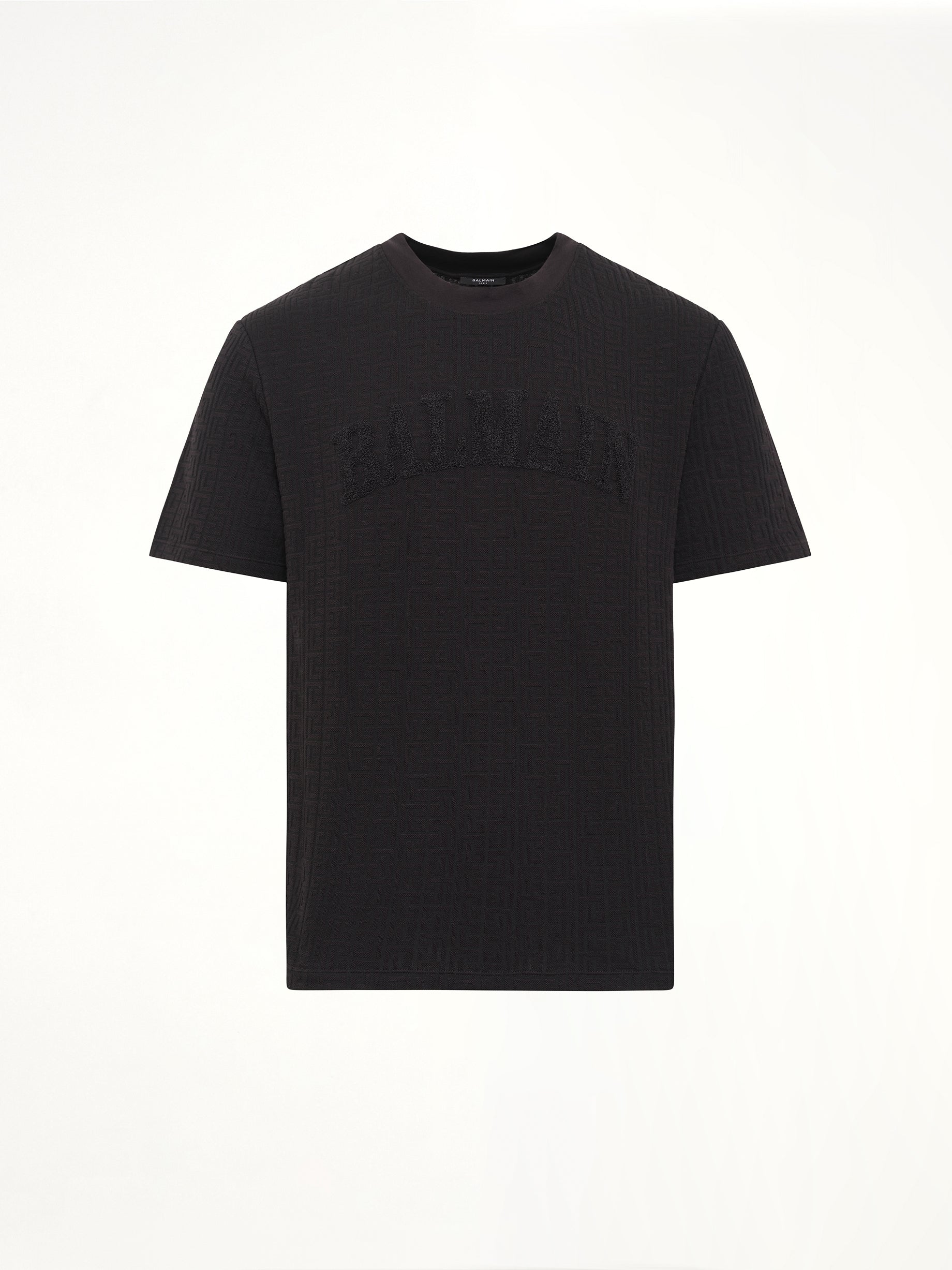 블랙 모노그램 Balmain 스펀지 티셔츠 레귤러 핏