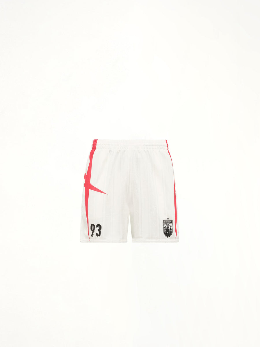 Printed Spike Football Shorts in Flat White