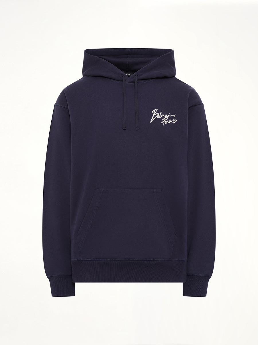 Small Balmain Paris Brush Hoodie Reg in Blue