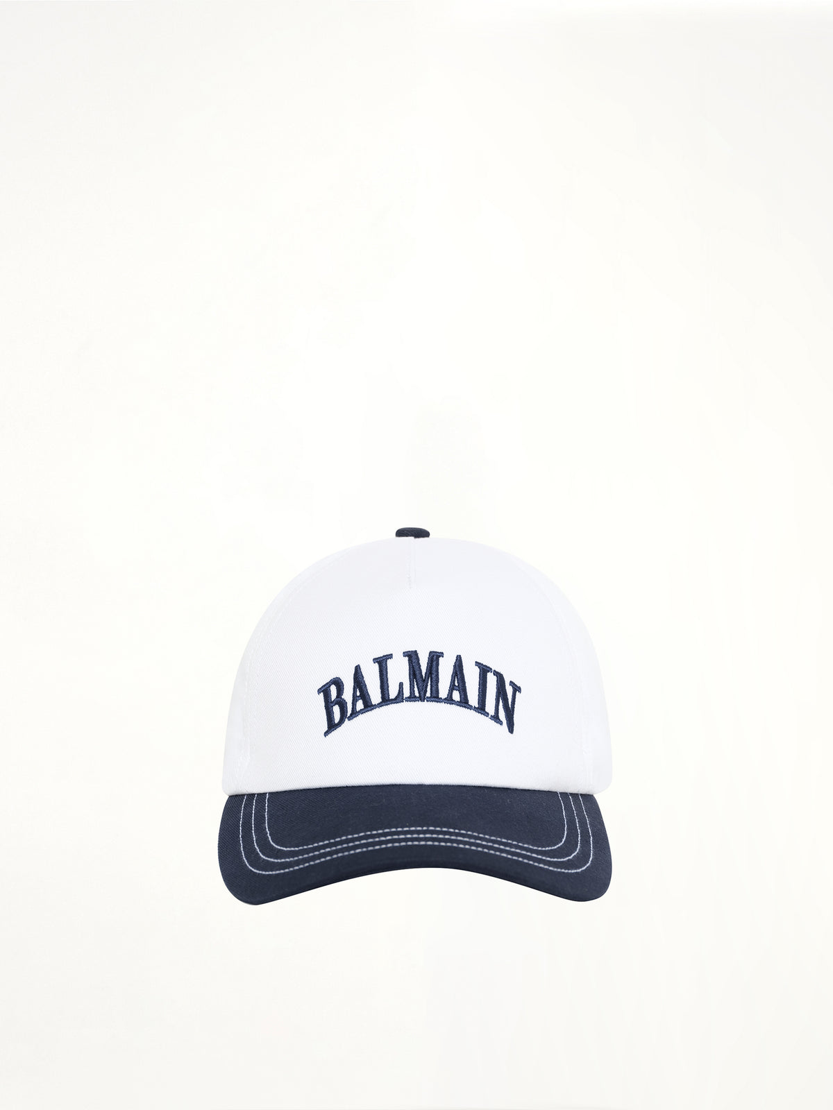 화이트 Balmain 자수 바이컬러 코튼 캡