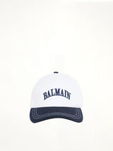 화이트 Balmain 자수 바이컬러 코튼 캡