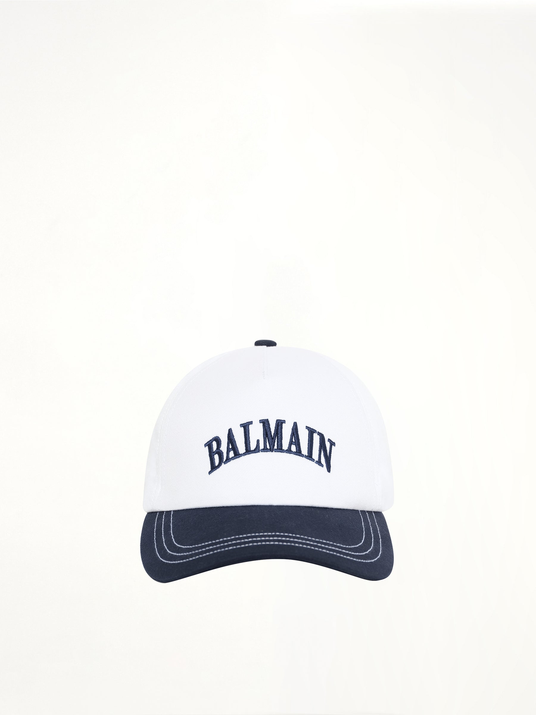 화이트 Balmain 자수 바이컬러 코튼 캡