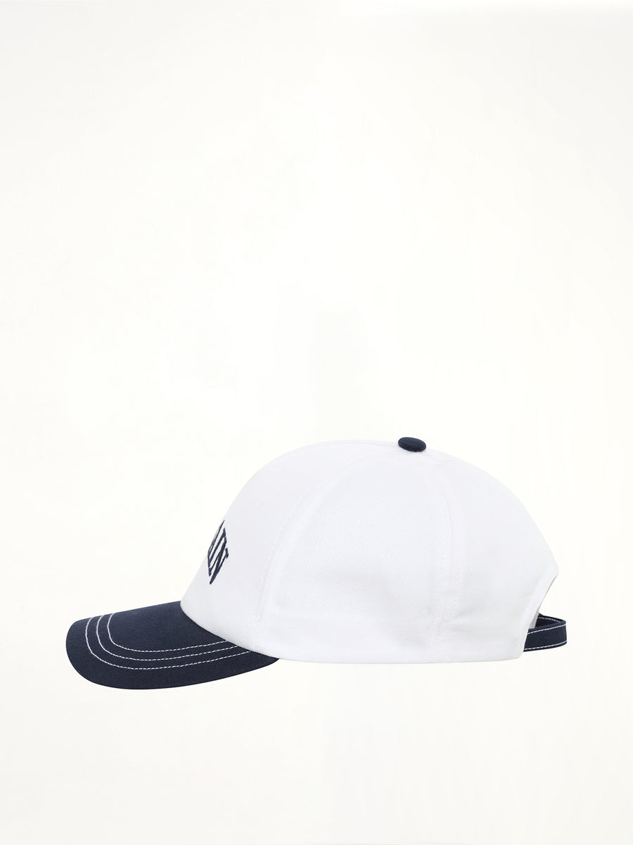 Balmain Emb Bicolor Cotton Cap in White