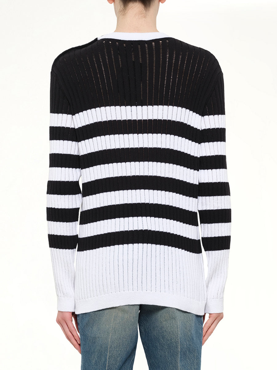 BTN Mariniere Ribbed Cotton Knit Sweater in Black/White