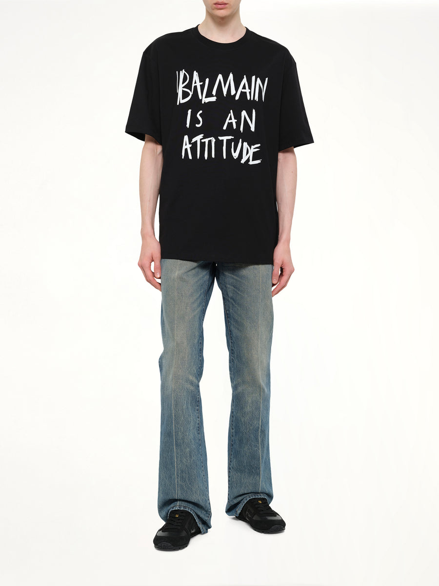 Balmain Attitude T-Shirt Bulky Fit in Black/White