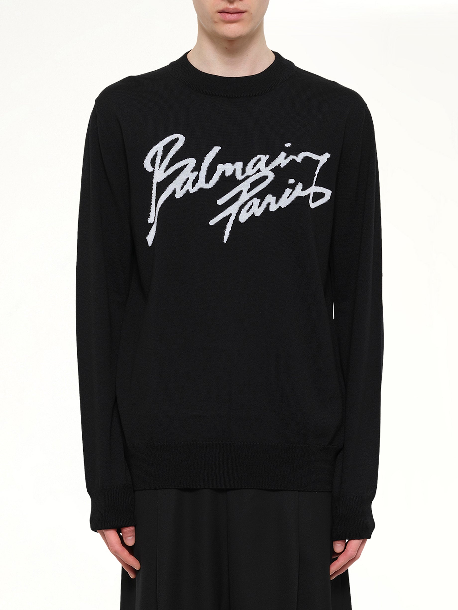 블랙/화이트 Balmain Paris 메리노 울 스웨터