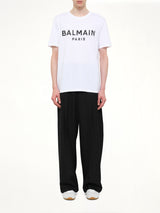 화이트/블랙 Balmain 프린트 티셔츠 레귤러 핏
