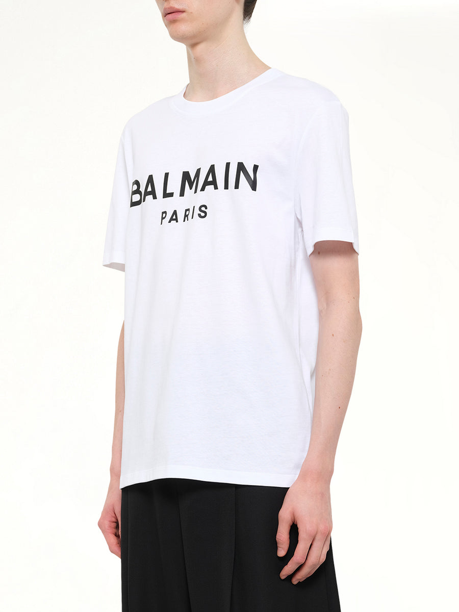 Balmain Print T-Shirt Reg Fit in White/Black