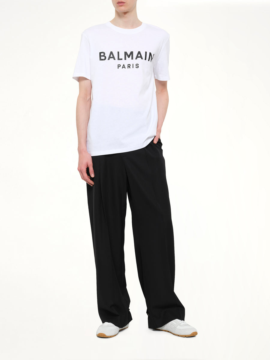 Balmain Print T-Shirt Reg Fit in White/Black