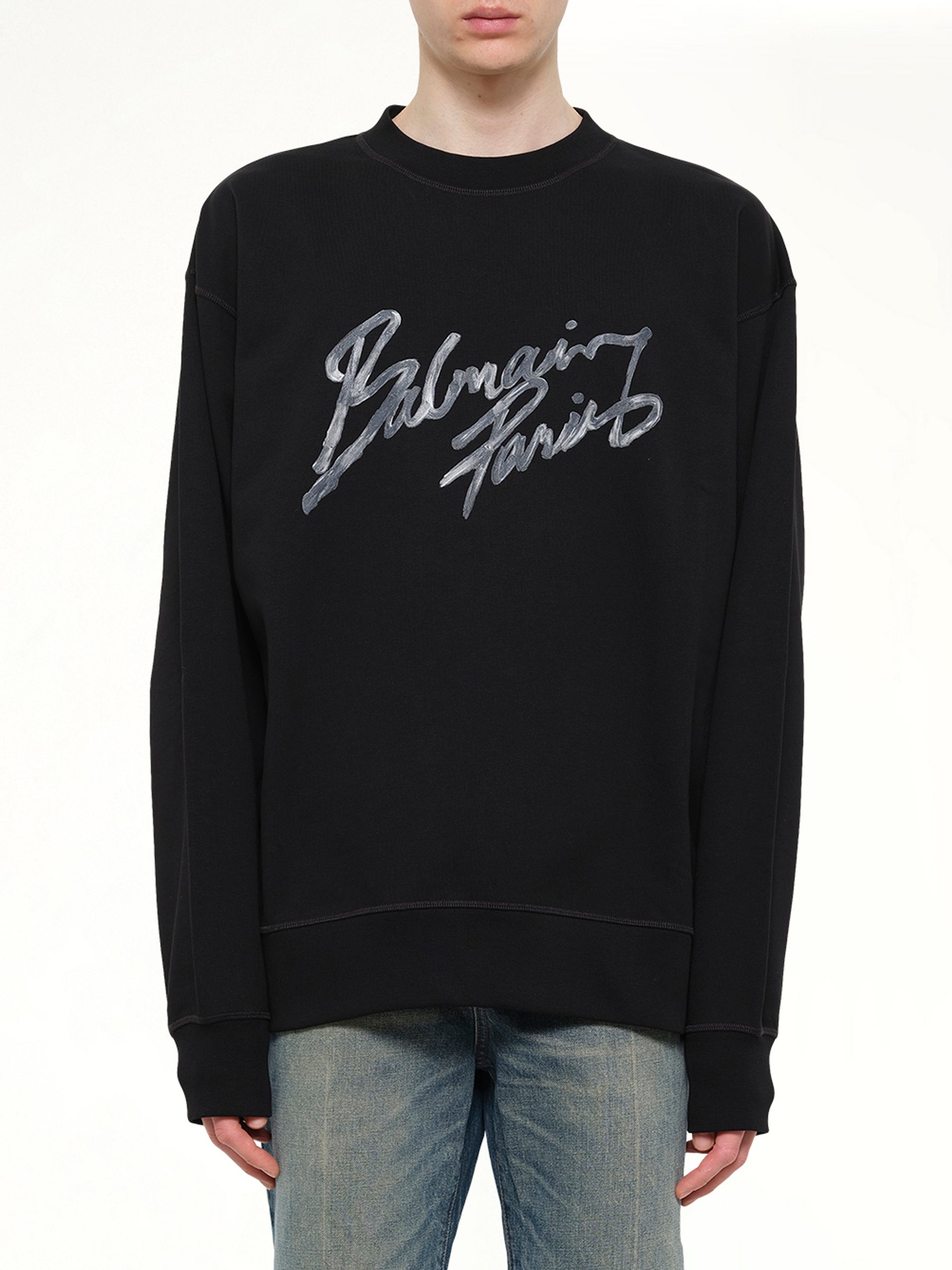 Big Balmain Paris Brush Sweatshirt Reg in Black