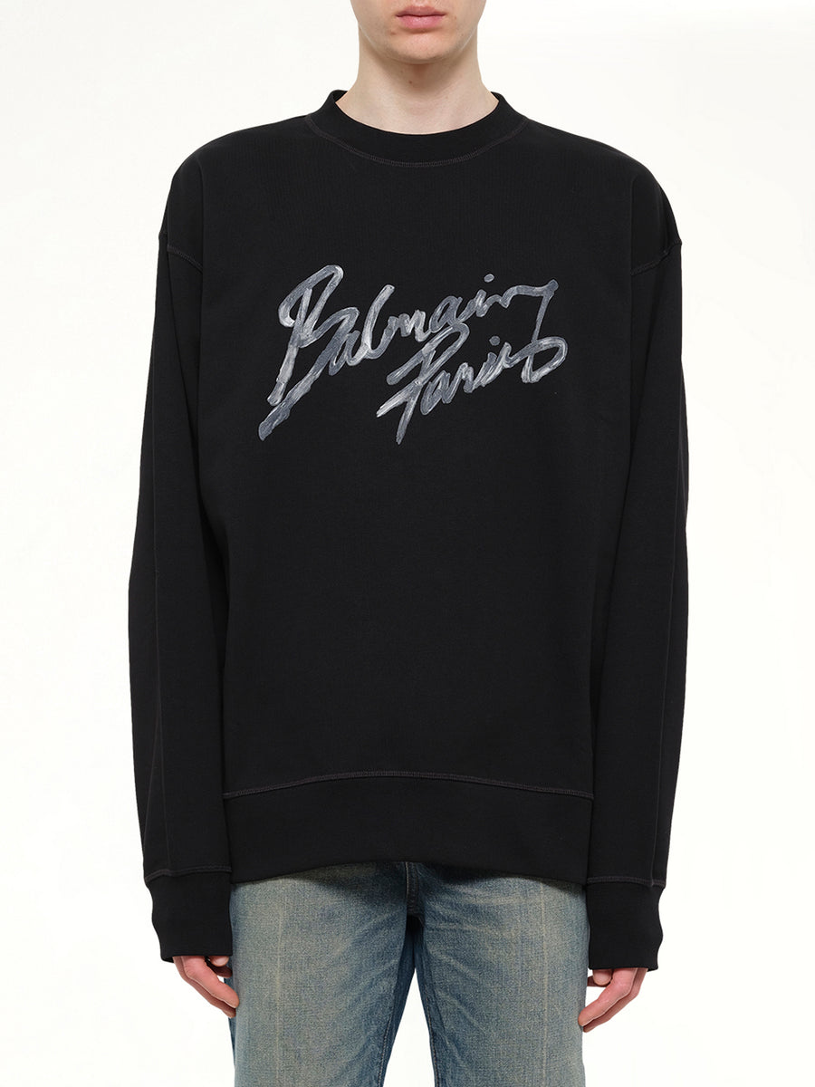 Big Balmain Paris Brush Sweatshirt Reg in Black