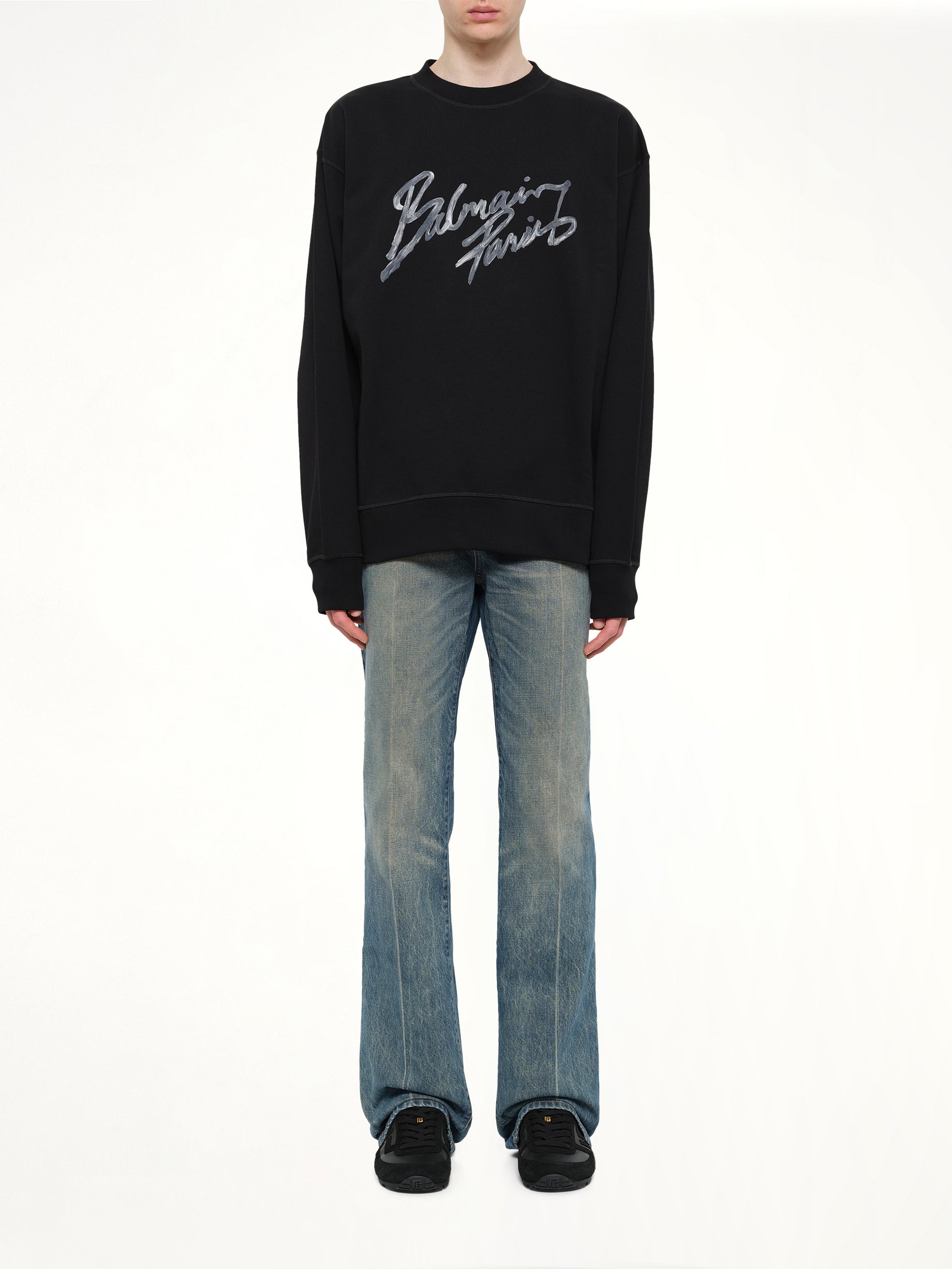 Big Balmain Paris Brush Sweatshirt Reg in Black