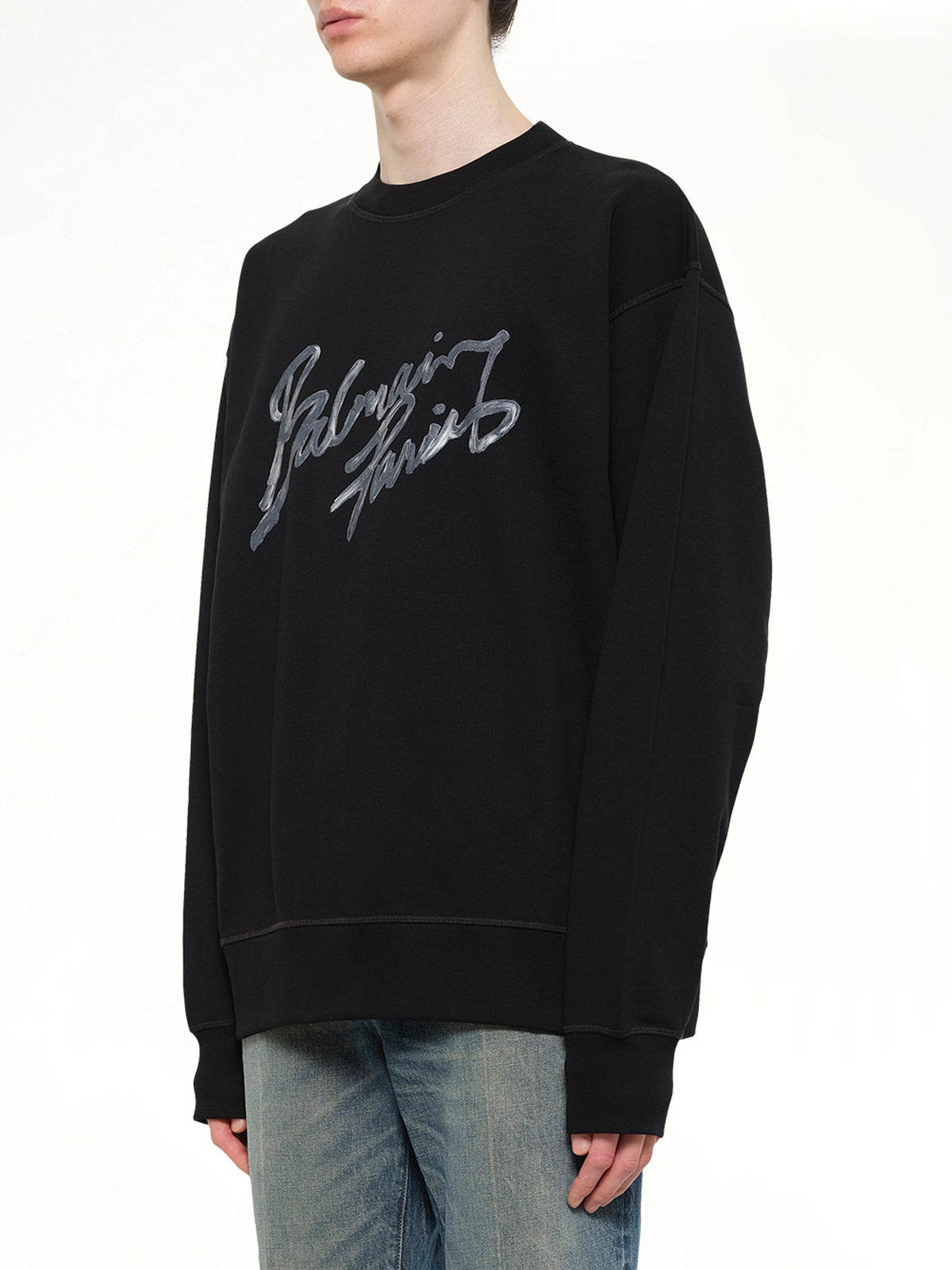 Big Balmain Paris Brush Sweatshirt Reg in Black