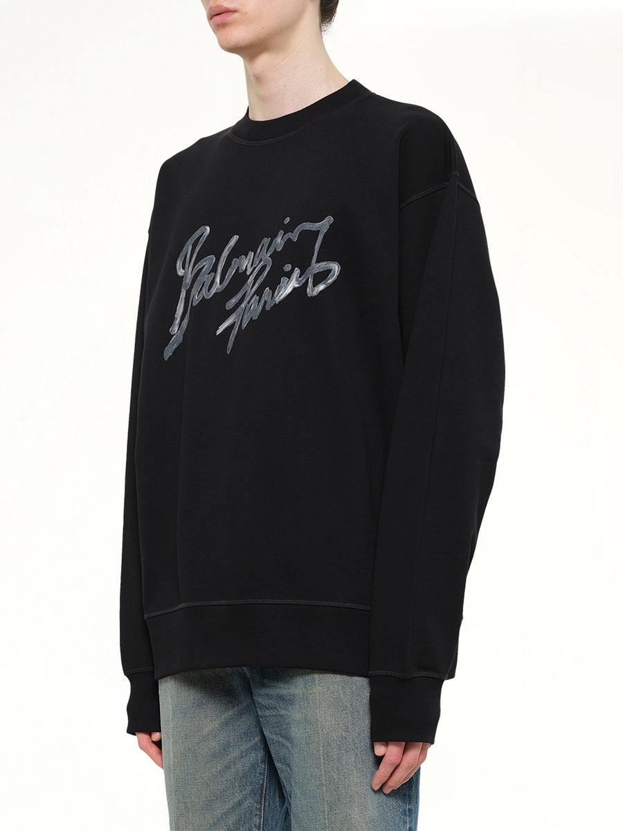 Big Balmain Paris Brush Sweatshirt Reg in Black