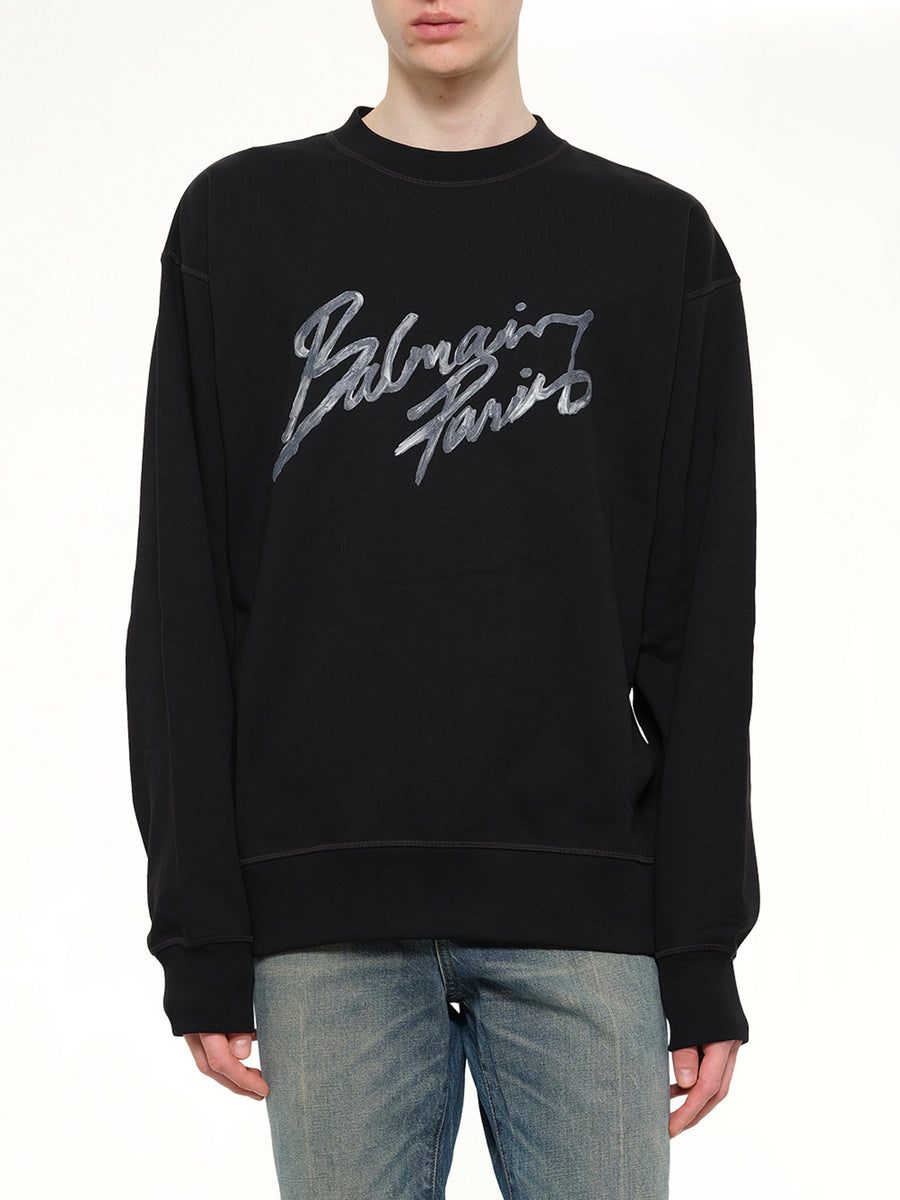 Big Balmain Paris Brush Sweatshirt Reg in Black