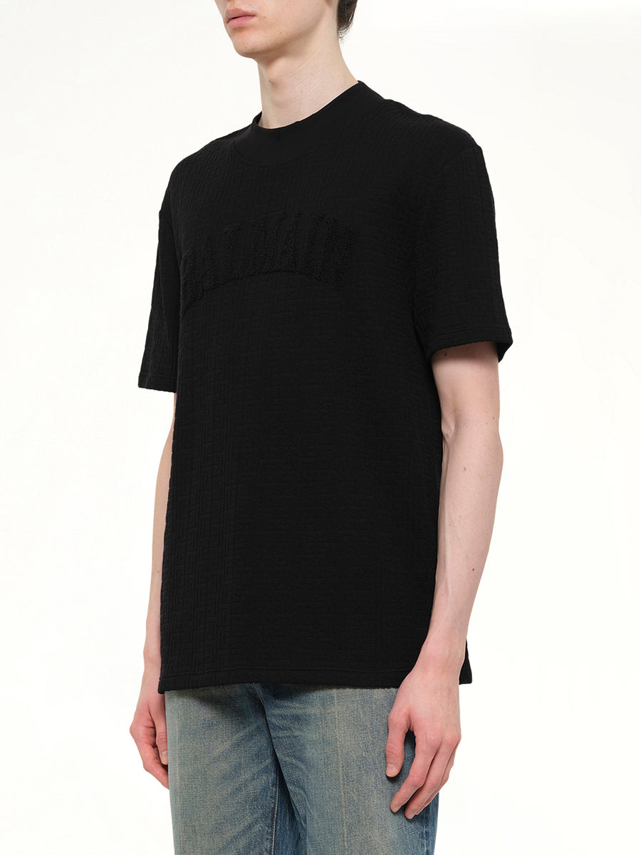 Monogram Balmain Sponge T-Shirt Reg Fit in Black