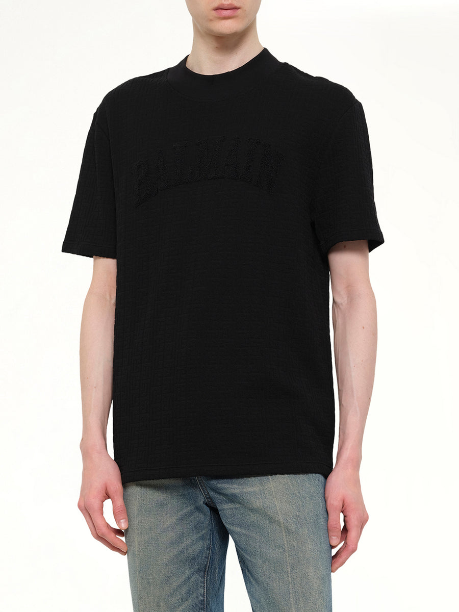 Monogram Balmain Sponge T-Shirt Reg Fit in Black