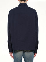 Monogram Cotton Overshirt W/Pockets in Navy
