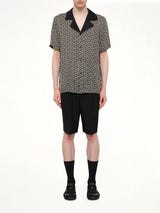 Monogram Cupro SS Pyjama Shirt in Ivory/Black