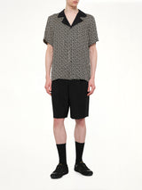 Monogram Cupro SS Pyjama Shirt in Ivory/Black