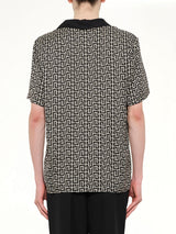 Monogram Cupro SS Pyjama Shirt in Ivory/Black