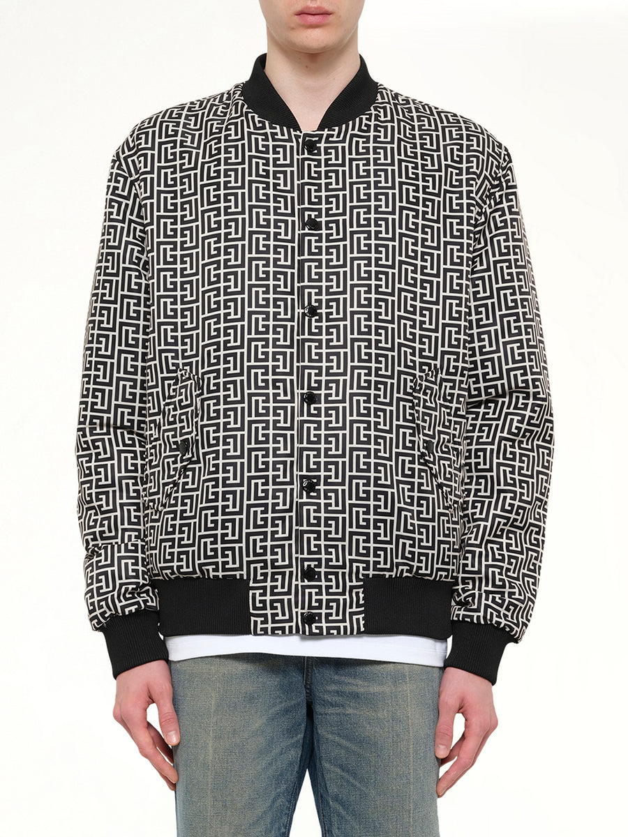 Monogram Nylon/Satin Reversible Bomber in Ivory