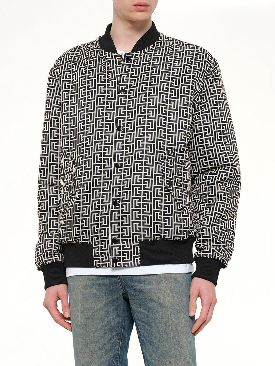 Monogram Nylon/Satin Reversible Bomber in Ivory