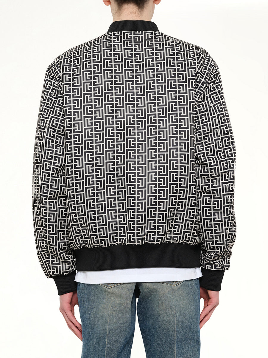 Monogram Nylon/Satin Reversible Bomber in Ivory