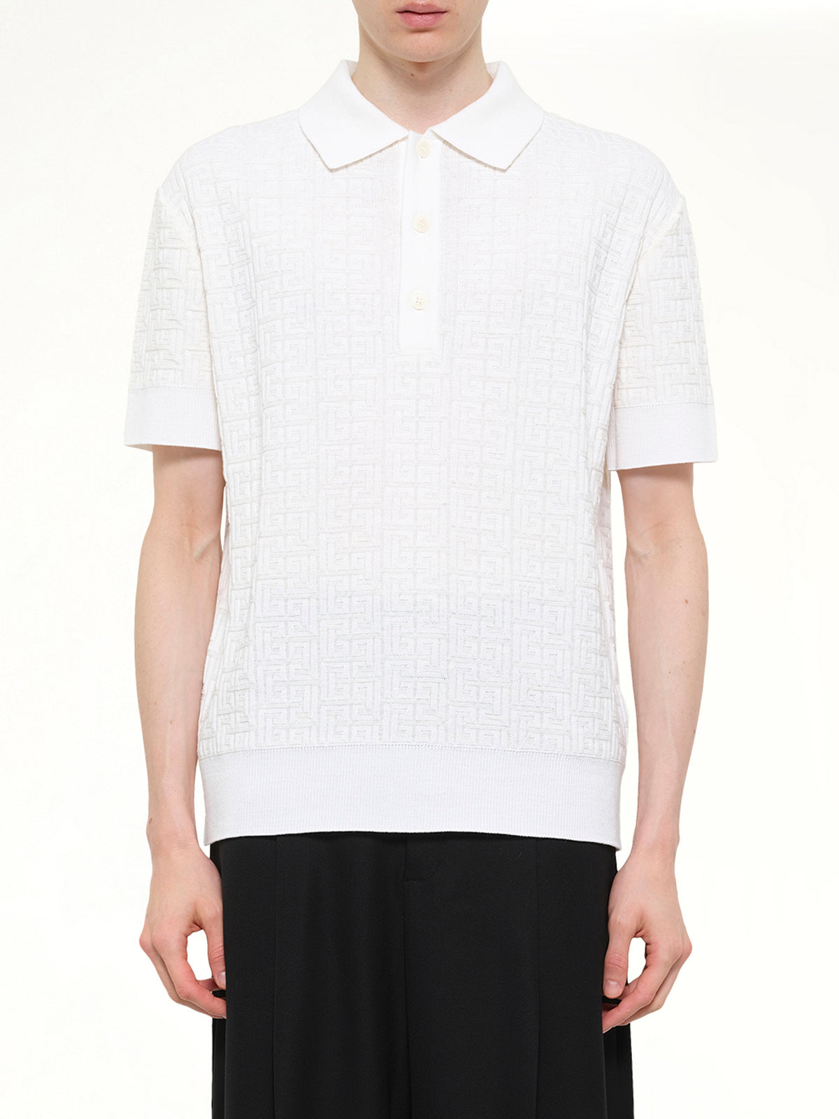 Monogram Vanise Knit Polo in White