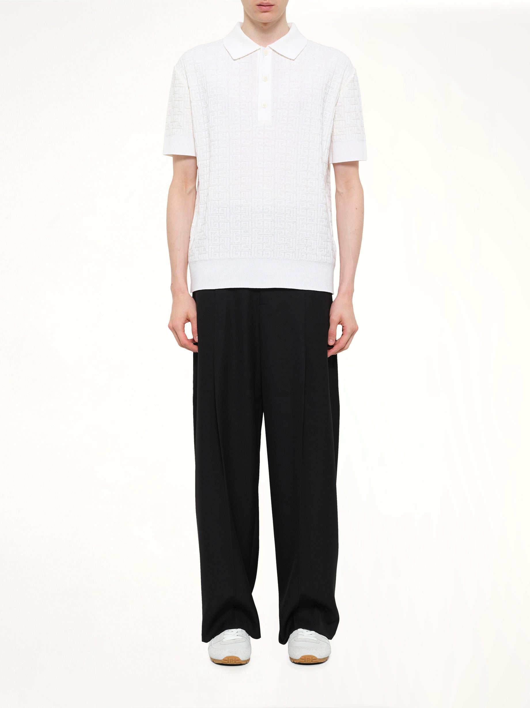 Monogram Vanise Knit Polo in White